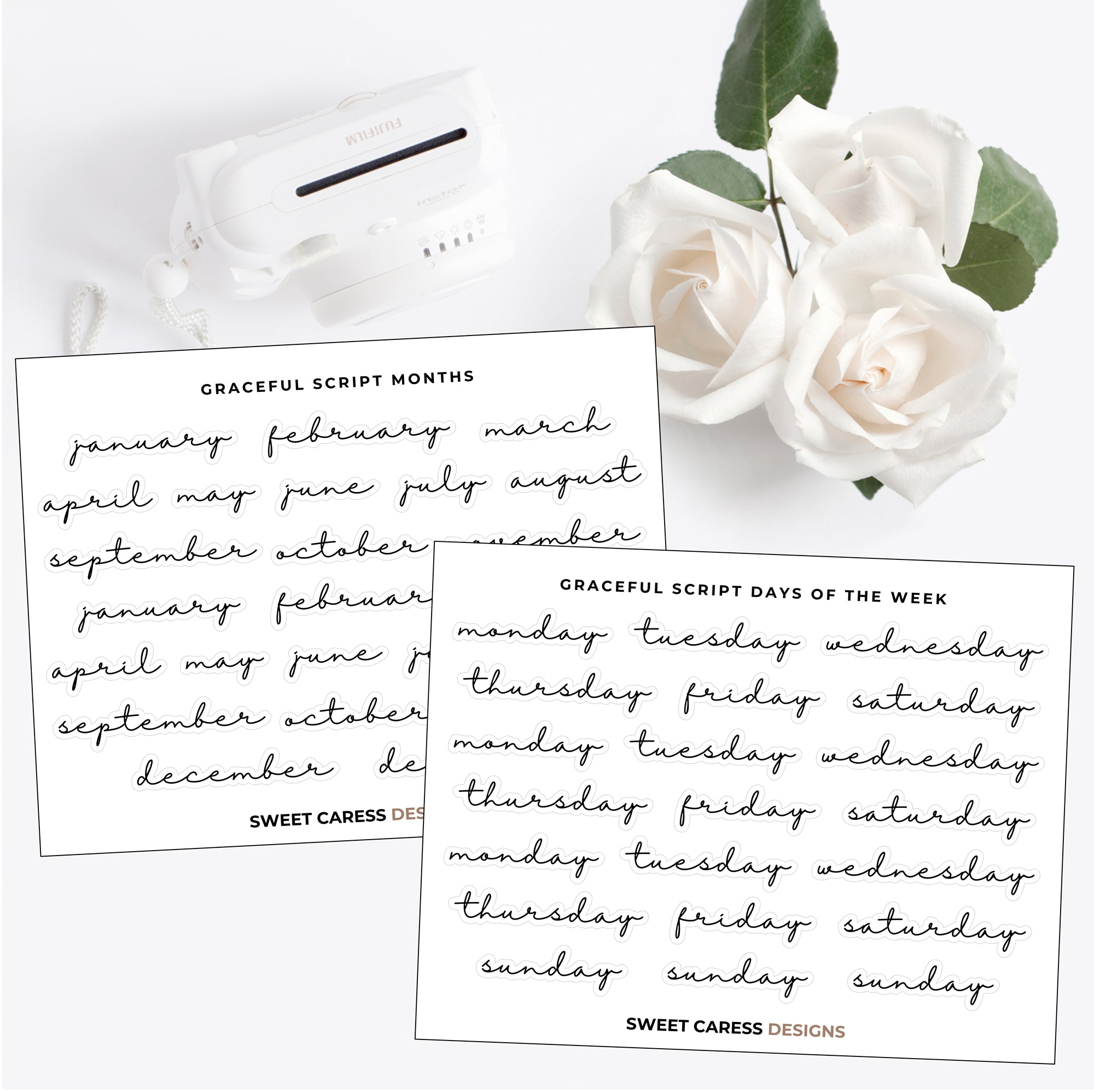 Script Minths Graceful Script Months & Days Of The Week – Sweet Caress Designs