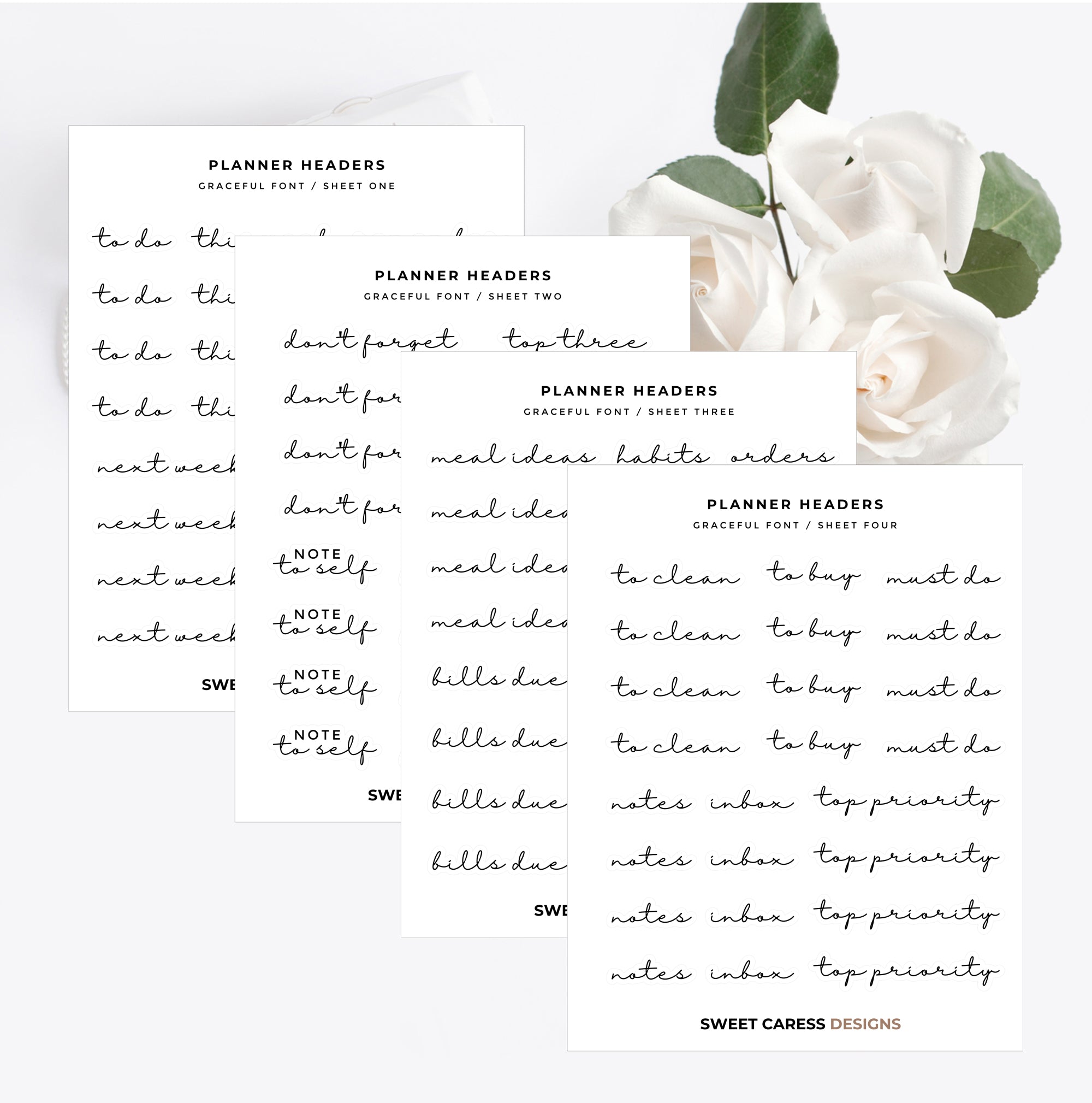 Pretty Planner Header Planner Headers – Sweet Caress Designs