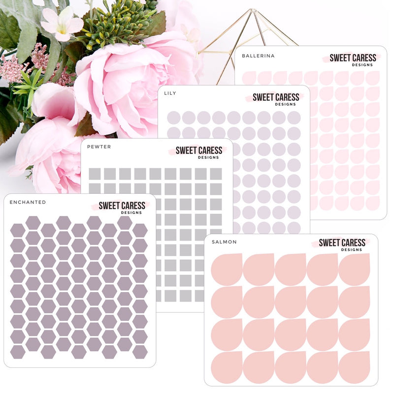Transparent Single Color Shapes - Pinks & Gray
