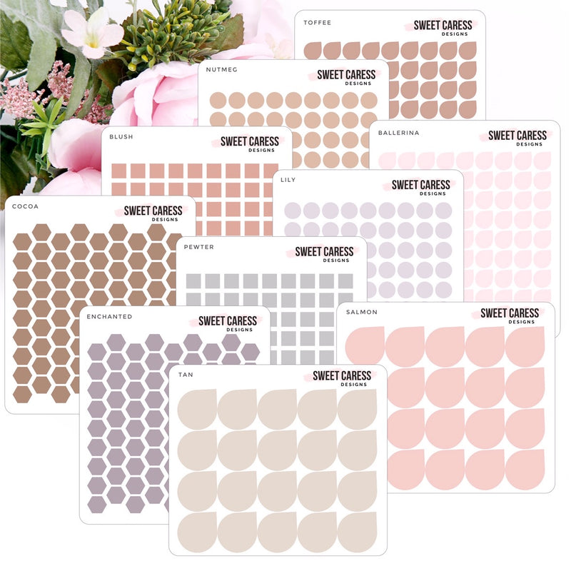 Transparent Single Color Shapes - Pinks & Gray
