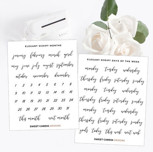 Minimalist Days of the Week Stickers Script Planner Stickers Petite  Business Card Size Rings Pocket A5, B6, A6, Personal, hobonichi