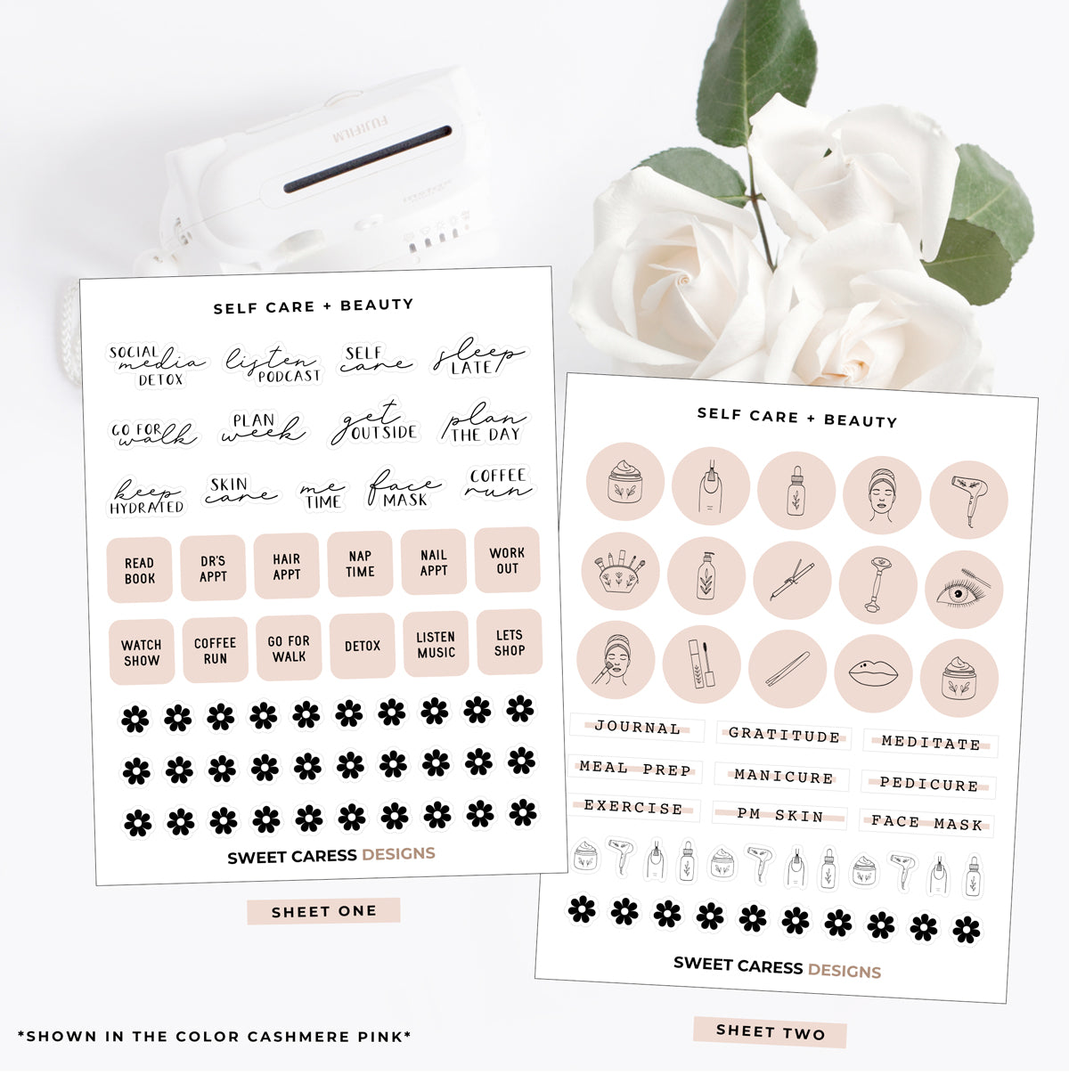 Self Care & Beauty Planner Stickers – Sweet Caress Designs