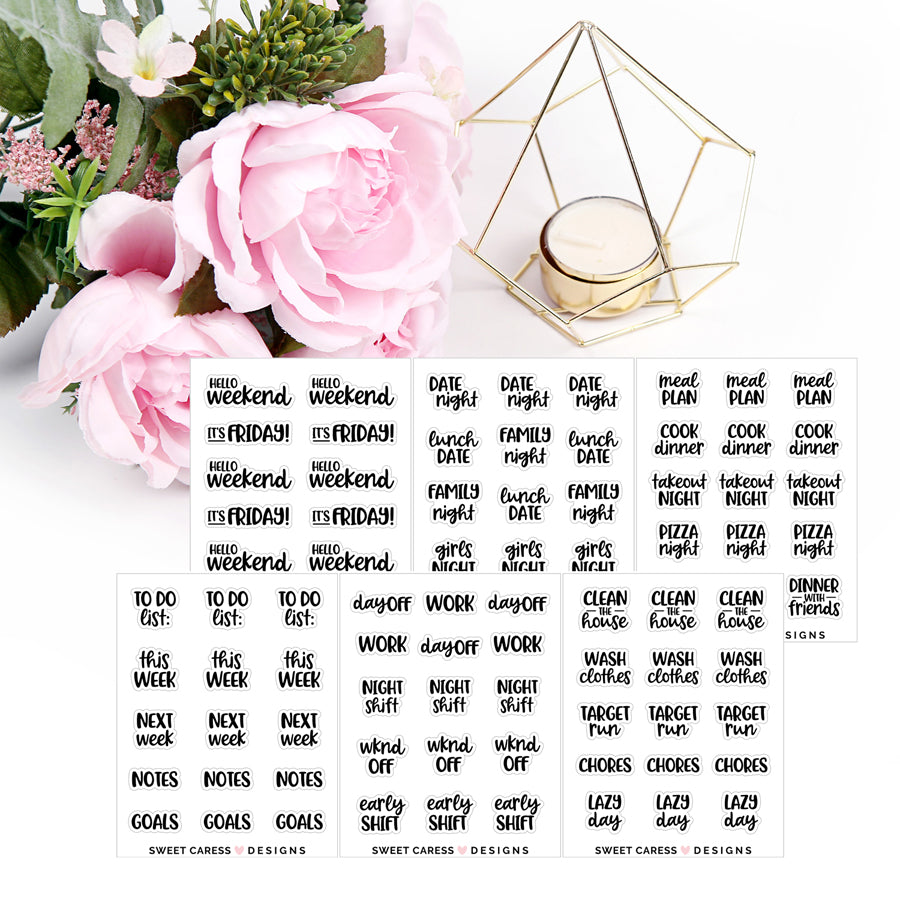 Mini Word Lettering Tiny Lettering Sheets – Sweet Caress Designs