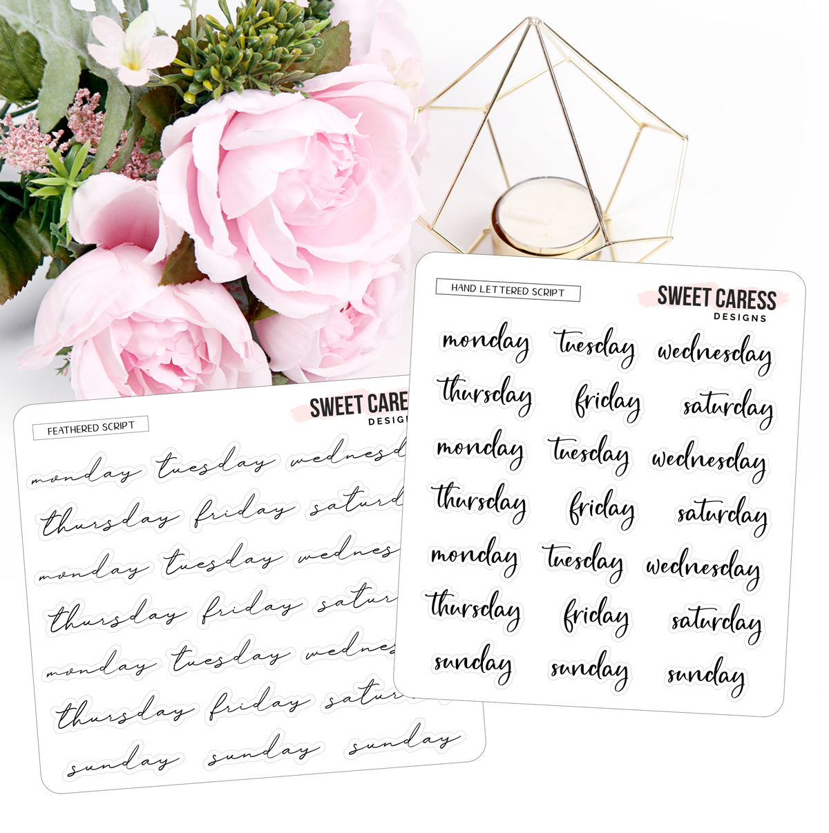 Transparent Month & Days of the Week Stickers – Sweet Caress Designs
