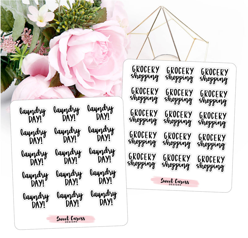 Laundry & Grocery Shopping Lettering Mini Sheet