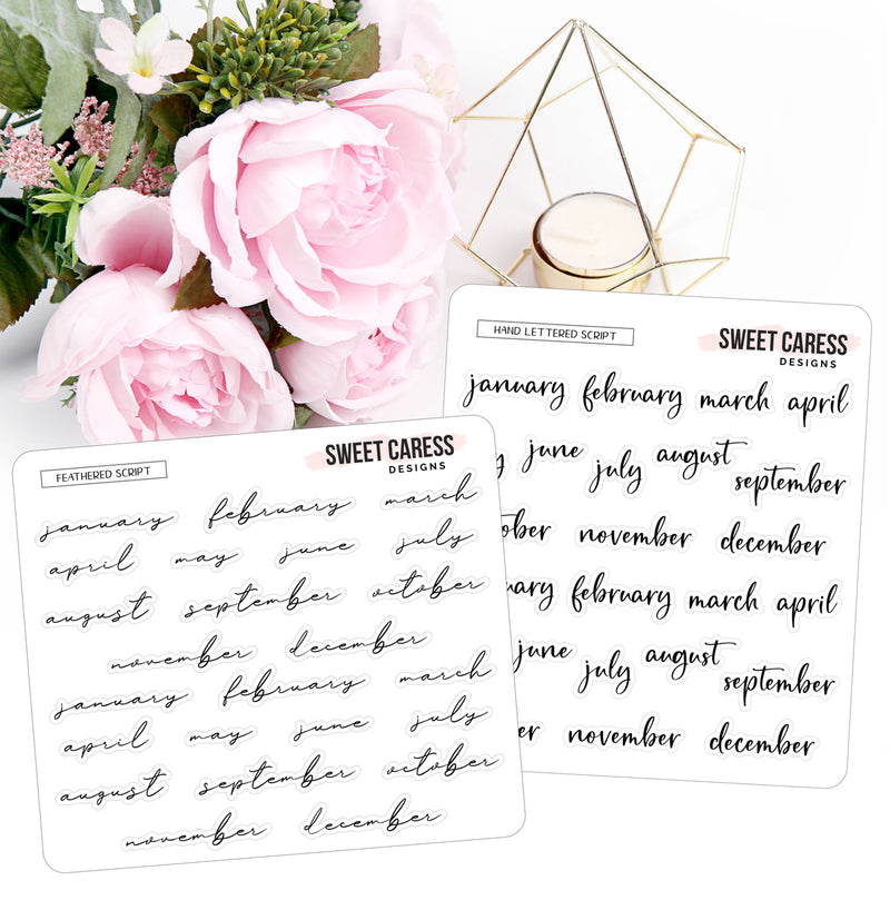 Transparent Month & Days of the Week Stickers – Sweet Caress Designs