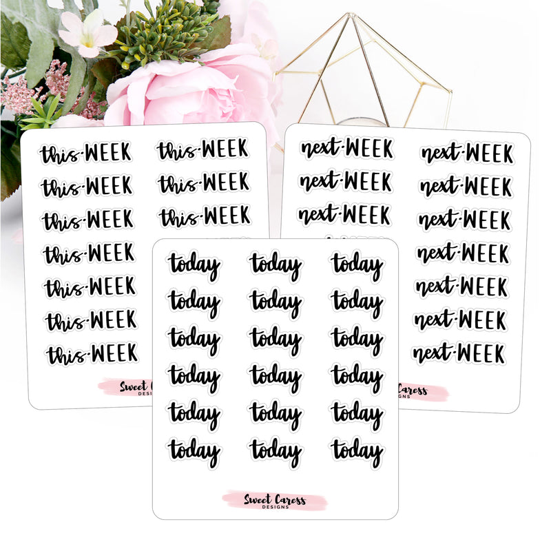 This Week, Next Week & Today Lettering Planner Stickers - Mini Sheet